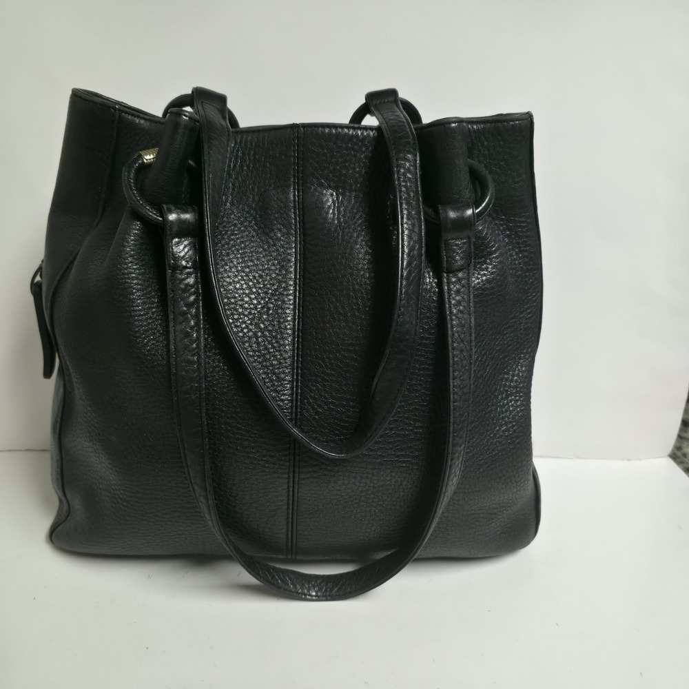Kissimmee London Black Pebbled Leather Shoulder Tote Bag Multi Compartment